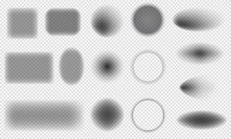 Set of realistic round and square shadows with soft edges. Shadow effect. vector