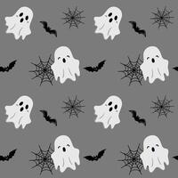 Halloween pattern with ghost and bat. Halloween background, seamless pattern. vector