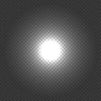 White flash. Glitter shining star, glowing spark. Round lighting effect. Light beam. Lens flares. vector