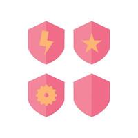 Set of protection shield with lightning. illustration in flat style. Shield icon isolated on white background for your web and mobile app design, Shield logo concept vector
