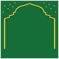 Border frame line art deco label simple line art signboard. Ramadan Kareem greeting card template with mosque. Islamic background design element for many purposes vector