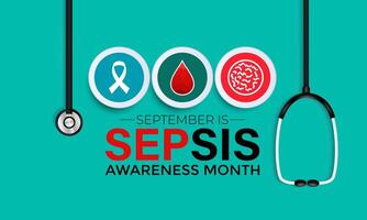 Sepsis awareness month is observed every year in september. Holiday concept. background, banner design. Illustration. vector