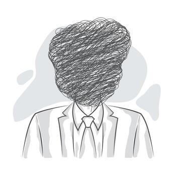 Man with scribble head line design vector