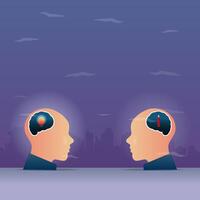 Head with candle and head with bulb illustration vector