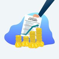 Hand hold cash flow statement, financial report design vector