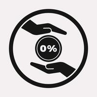 Hands with zero percent interest symbol design illustration vector