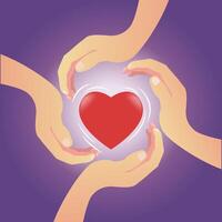 Heart shape surrounded by hands design vector