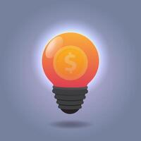 Bulb with money inside. Knowledge make money concept illustration vector