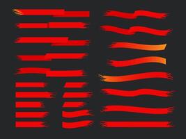 set collection of fire flame blank label ribbon banner for text and typography design vector