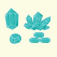 a set of blue gems and some other items. vector