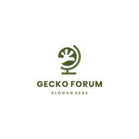 Gecko forum logo design, gecko footprint combine with globe logo icon template vector