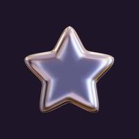 3D holographic star with a reflective sheen. Chrome metallic design element with a retro futuristic aesthetic, isolated. vector