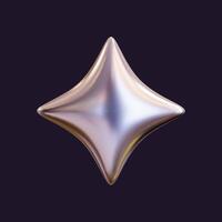 3D holographic star with a reflective sheen. Chrome metallic design element with a retro futuristic aesthetic, isolated. vector