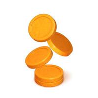 3D gold coin. Stacks of money representing finance, investment, and savings. Game elements include a pile of golden pennies. Treasure heap in a creative cartoon design. vector
