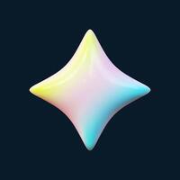 3D colorful star sparkle emoji. Adorable shiny star shaped objects perfect for magic-themed designs. Party confetti elements. vector