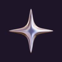 3D holographic star with a reflective sheen. Chrome metallic design element with a retro futuristic aesthetic, isolated. vector