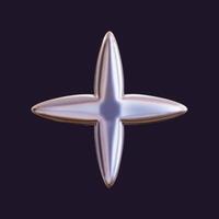 3D holographic star with a reflective sheen. Chrome metallic design element with a retro futuristic aesthetic, isolated. vector