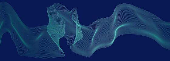 Wave swirl with undulating curves, resembling sound frequencies. This design features a blend effect, suitable for technology and data science. vector