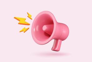 3D megaphone for promotional announcements and communication. Loudspeaker designed for notifications, depicted as a 3D speakerphone icon. vector