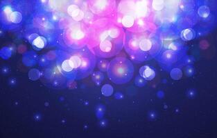 Blurred bokeh light on dark blue background. Template for Christmas and New Year holidays. Abstract defocused sparkling stars and sparks. vector