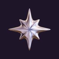 3D holographic star with a reflective sheen. Chrome metallic design element with a retro futuristic aesthetic, isolated. vector