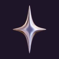 3D holographic star with a reflective sheen. Chrome metallic design element with a retro futuristic aesthetic, isolated. vector