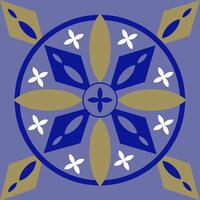 blue and glod color geometric shapes, flowers on blue background vector