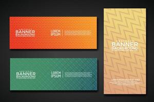 Set banner backgrounds with modern geometric lines textured pattern and colorful dynamic gradation vector