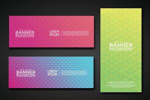 Set banner backgrounds with modern geometric lines textured pattern and colorful dynamic gradation vector