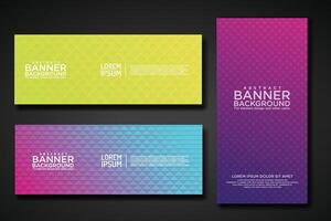Set banner backgrounds with modern geometric lines textured pattern and colorful dynamic gradation vector