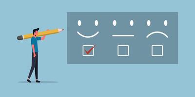 User give rating to service experience. Positive feed back and testimonial. Satisfaction survey concept. vector