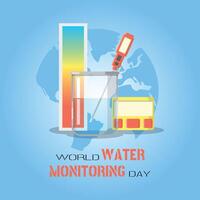World Water Monitoring Day poster with various measuring tools vector