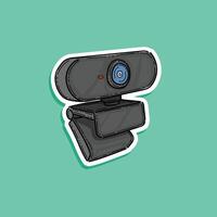 Security and technology concept - webcam illustration isolated on green background. Sticker style vector