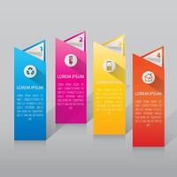 four steps infographic template. colorful ribbons, colored papers infographic template. annual report, internet, education, business, magazine information template vector