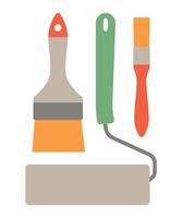 Painter tools set. Brushes and roller. Isolated flat illustration vector