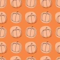 Pumpkin seamless pattern. Pumpkin outline, ovals on an orange background. Modern illustration for halloween design, background, fabric, wrapping paper, cover, case vector