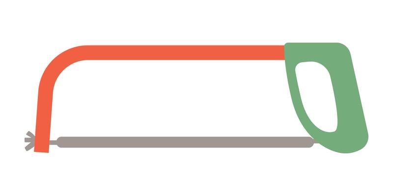 Hand saw for cutting metal. Isolated flat illustration for your design.