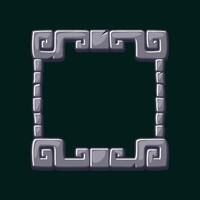 Maya Stone board, Aztec carton game frame. Maya tribal symbols. Ancient granite frame design element. APP frame for your icons vector