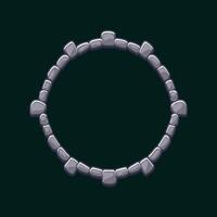 Round stone frame. Empty cartoon frame made of small stones for your game icons or slot symbols. APP frame vector