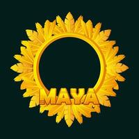 Empty golden frame of feathers for your game icons or slot symbols. Maya or Aztec cartoon game frame. Round-golden frame vector