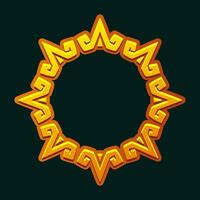 Maya golden frame. Aztec solar disk, sun symbol, and diadem, representing the Aztec sun. Empty APP frame for your games or slots vector