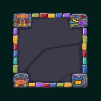 Maya Stone board, Aztec carton game frame. Cartoon Maya tribal symbols. Ancient granite frame design element. UI object isolated. vector