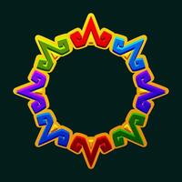 Maya frame. Aztec solar disk, sun symbol, and diadem, representing the Aztec sun. Empty APP frame for your games or slots vector