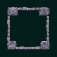 Maya Stone board, Aztec carton game frame. Maya tribal symbols. Ancient granite frame design element. UI object isolated. vector