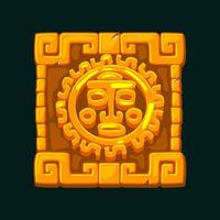 Maya symbol the sun in a stone frame. Aztec sun symbol for your 2D game or slots games vector