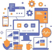 UI UX interface elements and browser windows, web design, software development, or app design vector