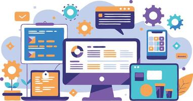UI UX interface elements and browser windows, web design, software development, or app design vector