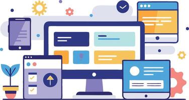 UI UX interface elements and browser windows, web design, software development, or app design vector