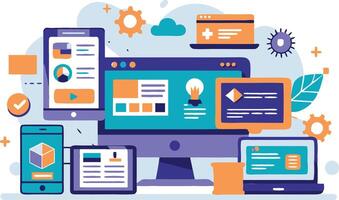 UI UX interface elements and browser windows, web design, software development, or app design vector