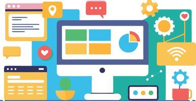 UI UX interface elements and browser windows, web design, software development, or app design vector